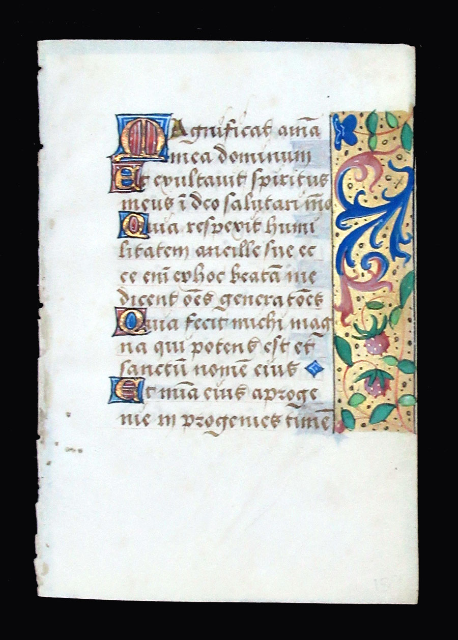 c 1500 Book of Hours Leaf - Magnificat - Luke
