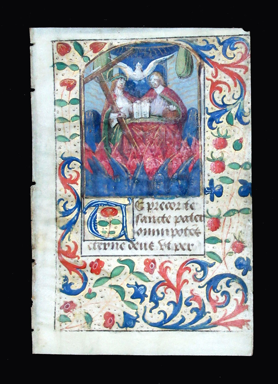 c 1500 Book of Hours Leaf - The Holy Trinity