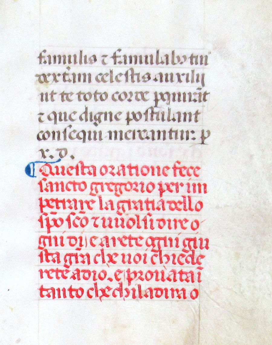 c 1440 Book of Hours Leaves - Continuous Bifolium - Italian text