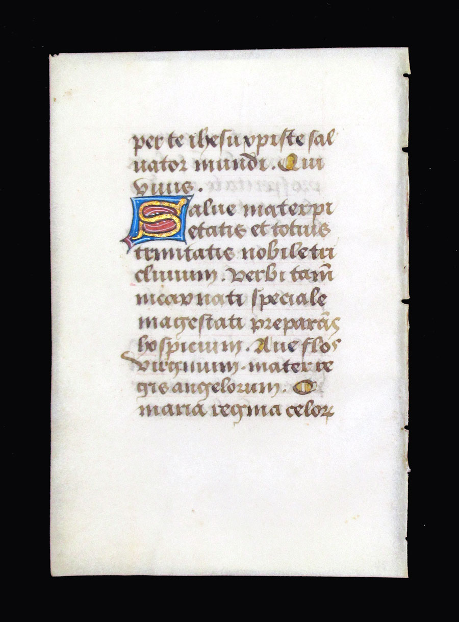 c 1500 Book of Hours Leaf - Prayers to the Blessed Virgin Mary