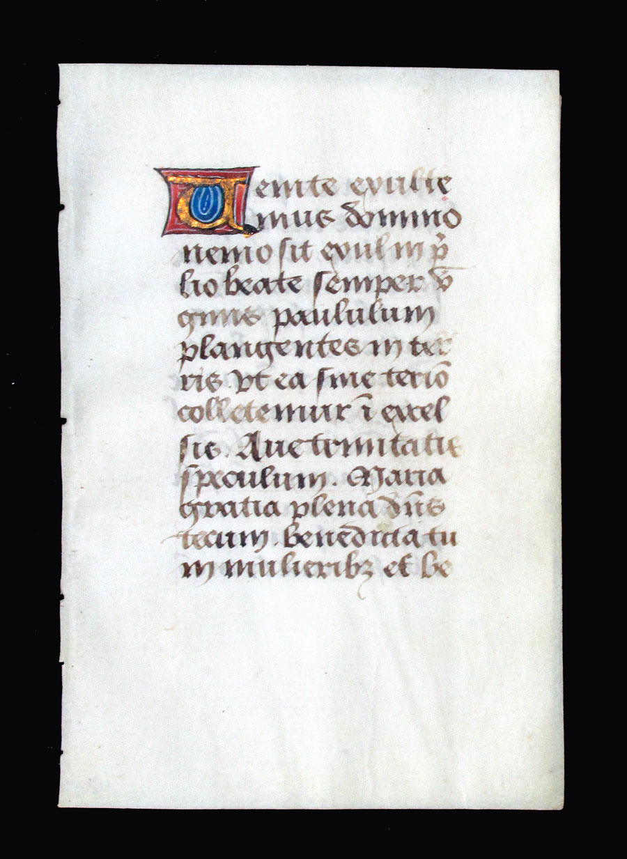 c 1500 Book of Hours Leaf - Prayers to the Blessed Virgin Mary