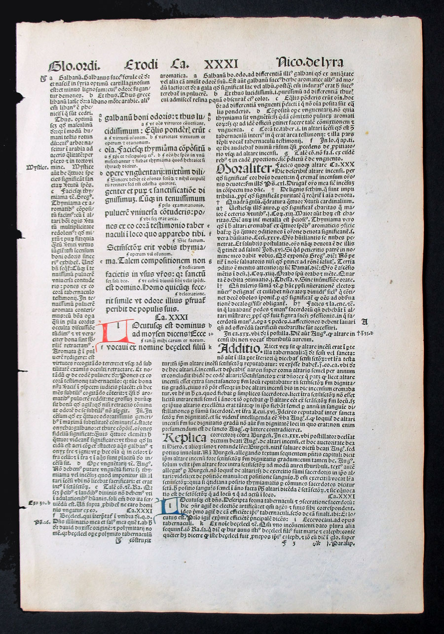 1498 Incunabula Bible Leaf - Exodus - Moses Receives Tablets