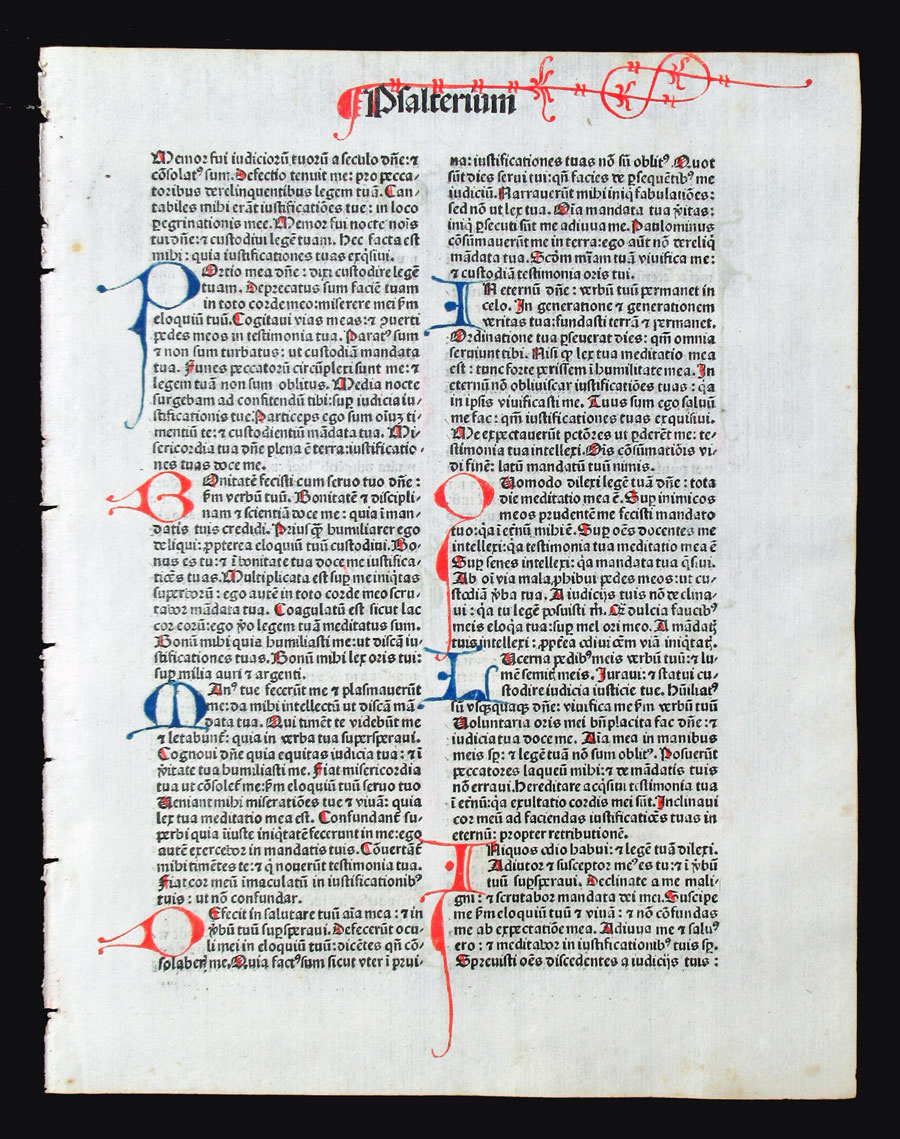 1480 Incunabula Leaf - Psalms