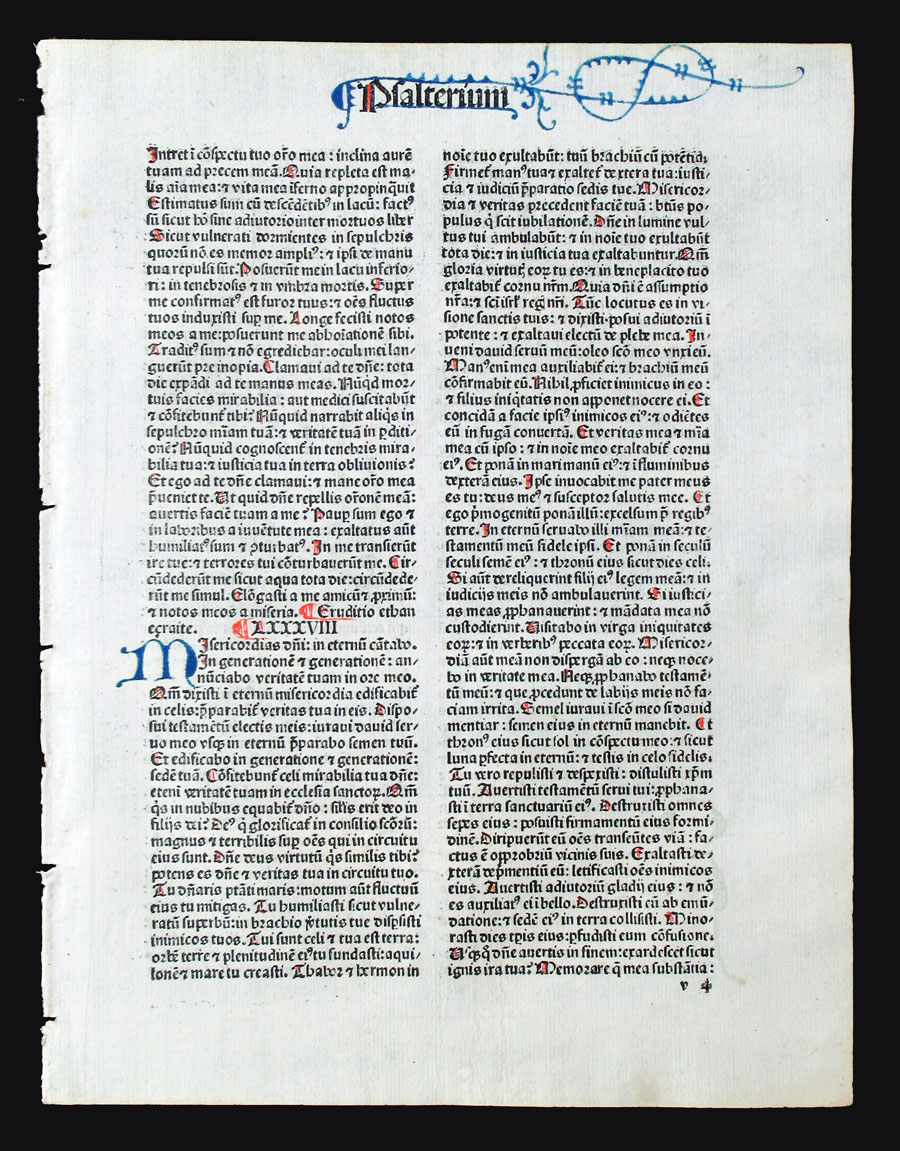 1480 Incunabula Bible Leaf - Psalms