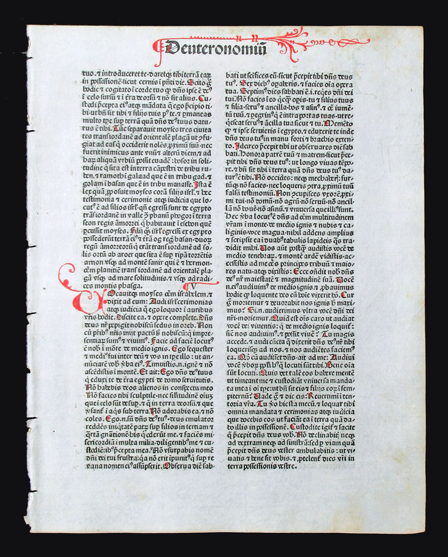 1480 Incunabula Bible Leaf - The Ten Commandments