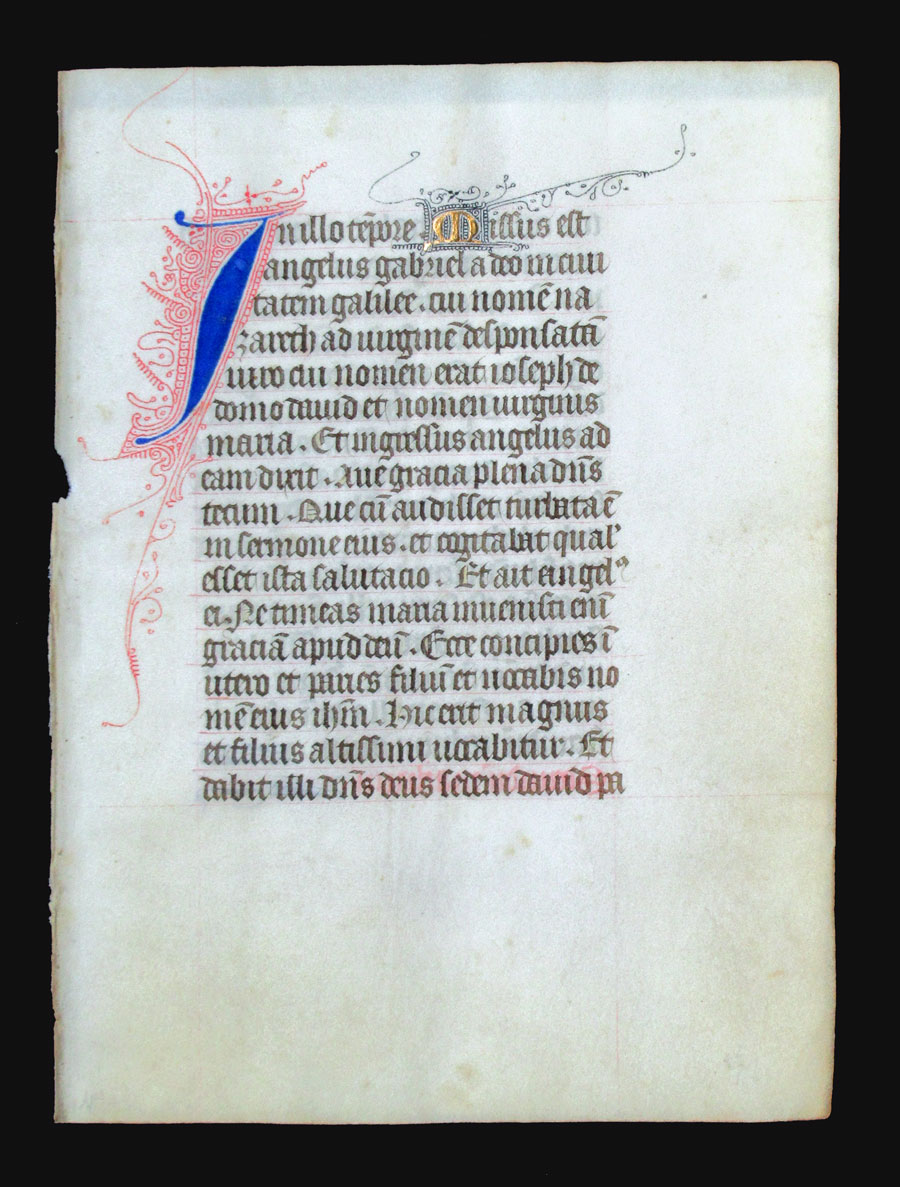 c 1425-50 Book of Hours Leaf - Luke - The Annunciation