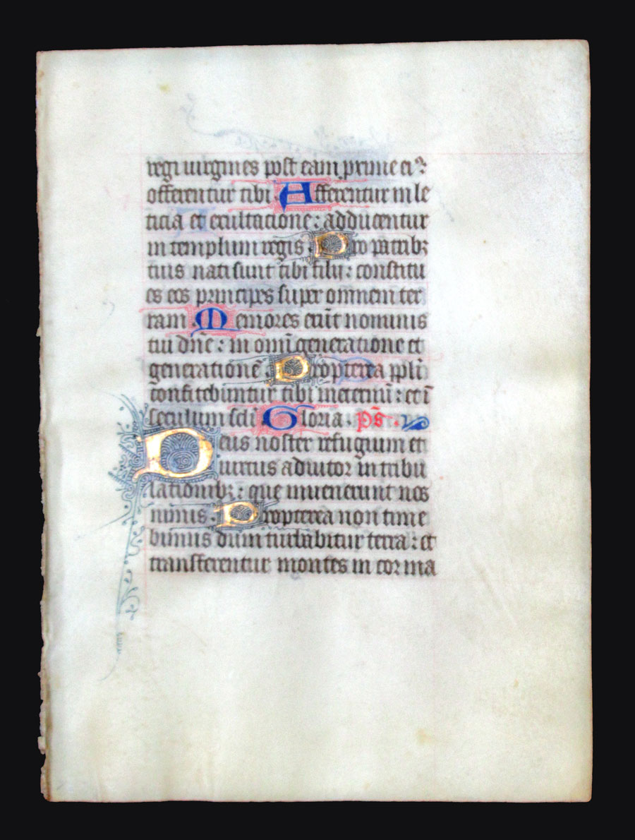 c 1425-50 Book of Hours Leaf - Our God is our refuge and strengh