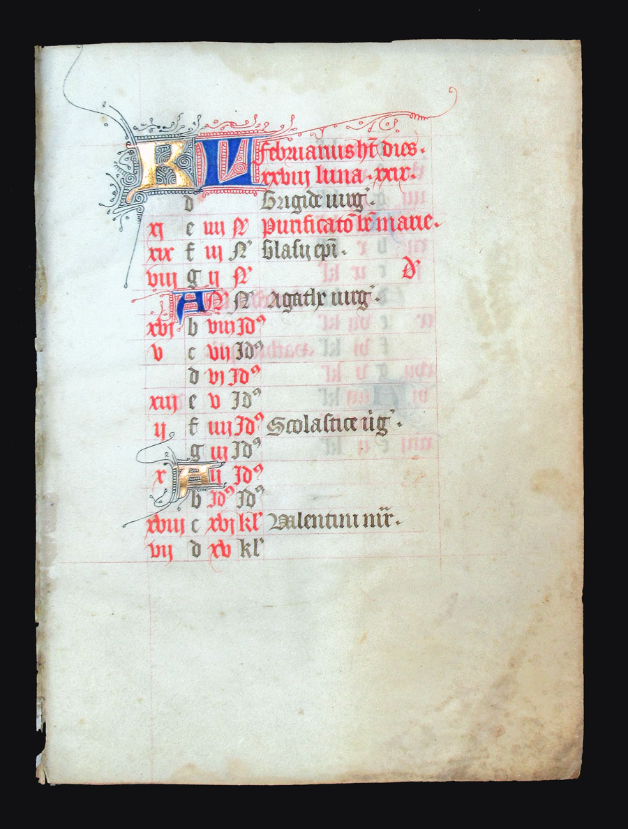 c 1425-50 February Book of Hours Leaf