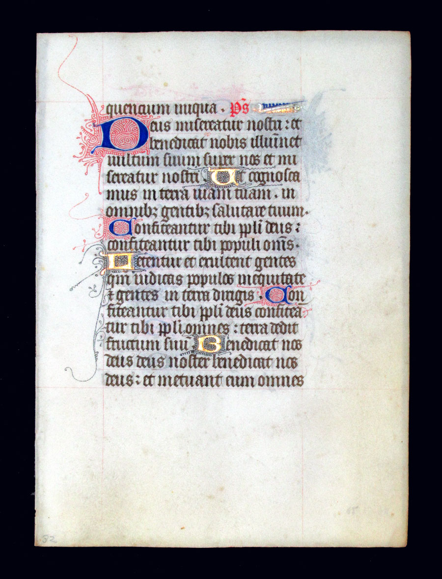 c 1425-50 Book of Hours Leaf-May God have mercy on us & bless us