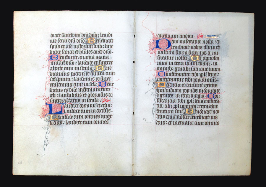c 1425-50 Book of Hours Leaves - Continuous Bifolium - Daniel
