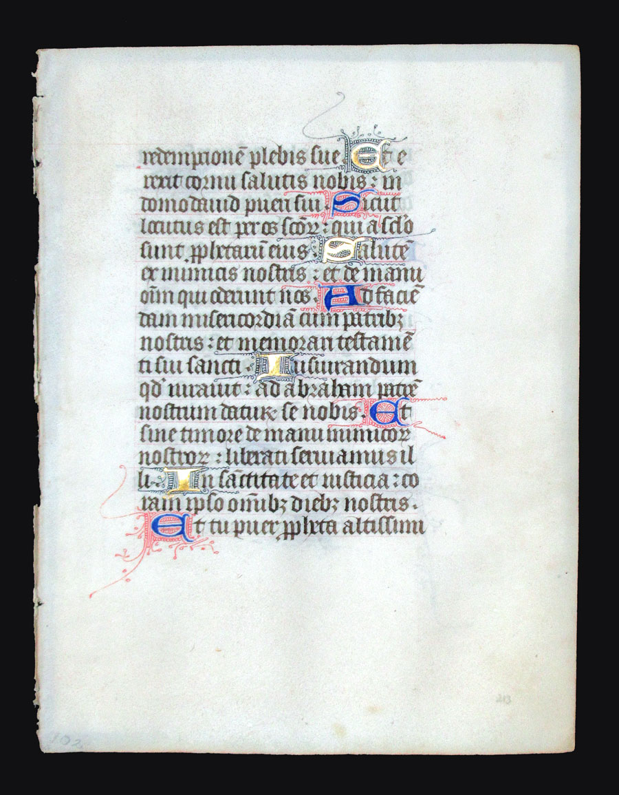 c 1425-50 Book of Hours Leaf - Canticle of Zachary - Luke