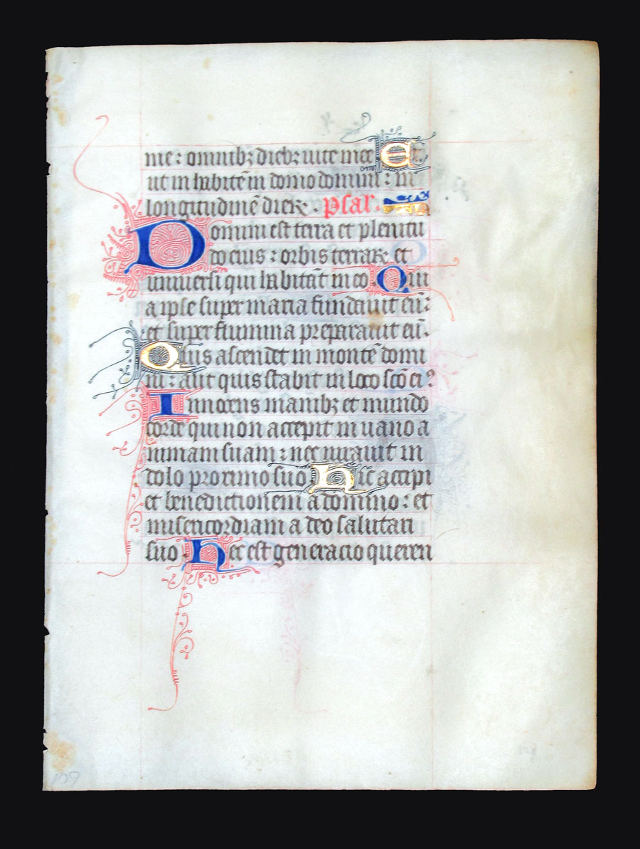 c 1425-50 Book of Hours Leaf - The Earth is the Lord's...
