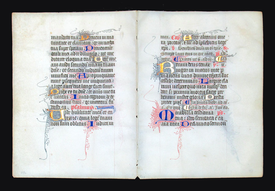 c 1425-50 Book of Hours Leaves - Continuous Bifolium - Psalms