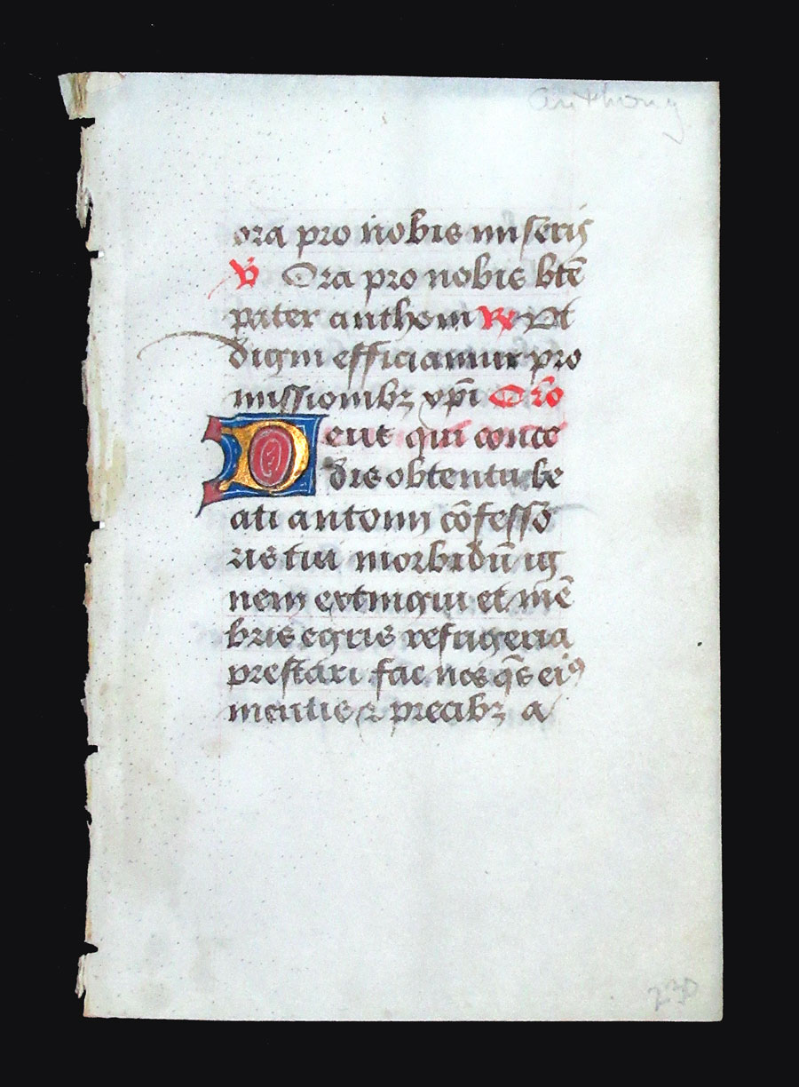 c 1500 Book of Hours Leaf  - Sts Anthony Mary Magdalene