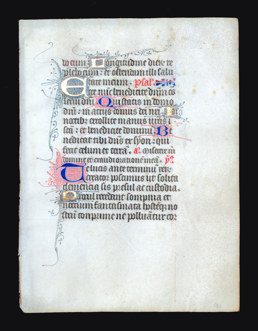 c 1425-50 Book of Hours Leaf - Psalm & Hymn