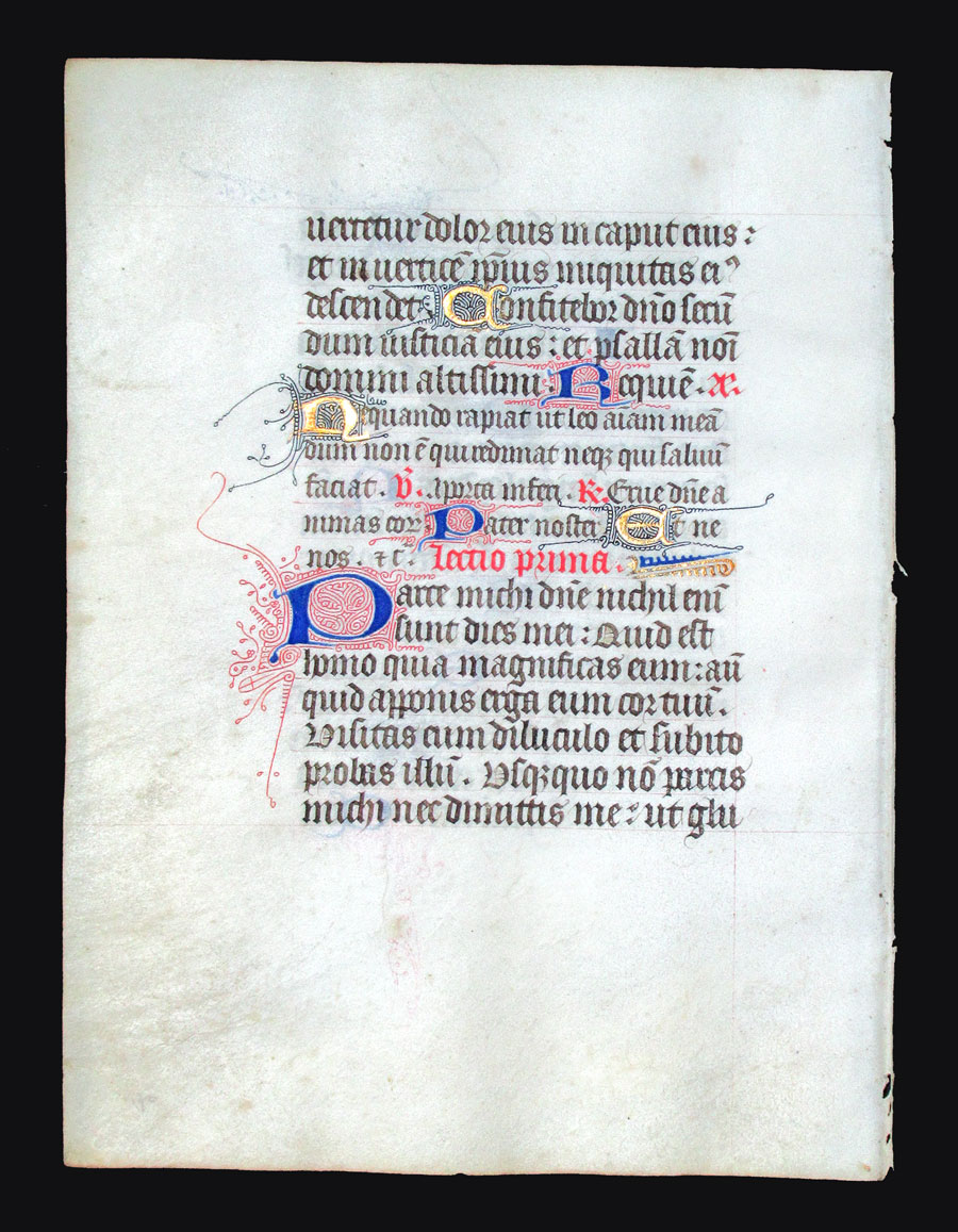 c 1425-50 Book of Hours Leaf -  Psalm & Job