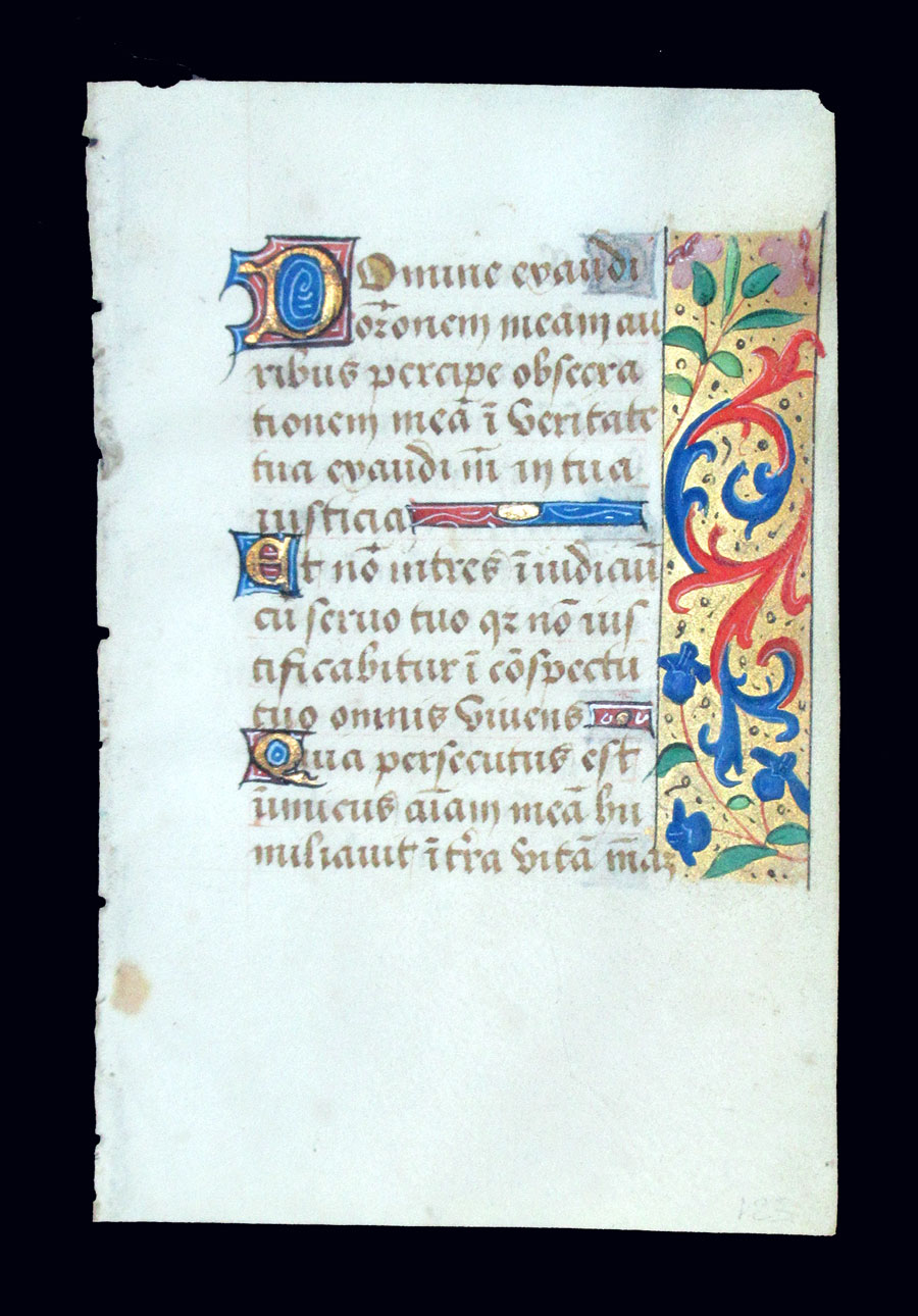 c 1500 Book of Hours Leaf - Elaborate Border - Psalms