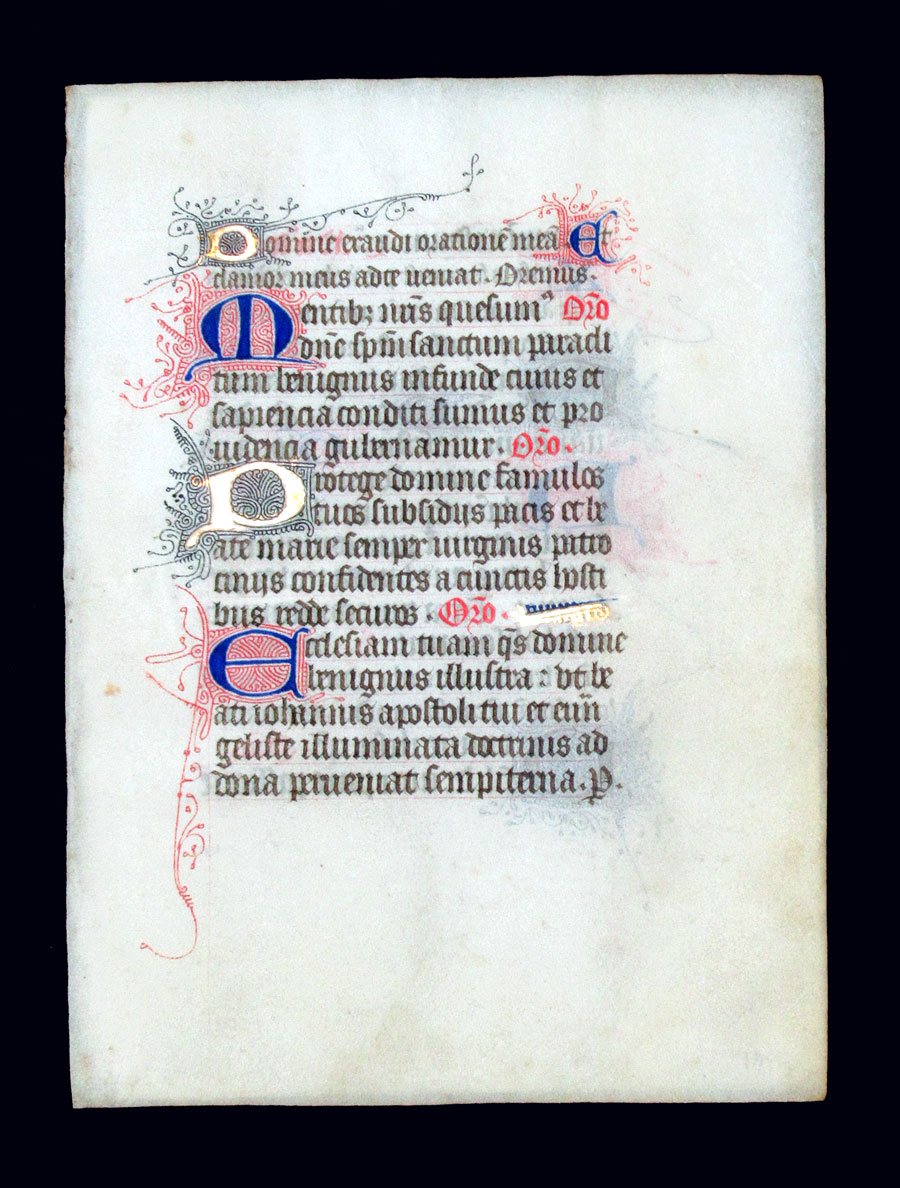c 1425-50 Book of Hours Leaf - Illuminated initials