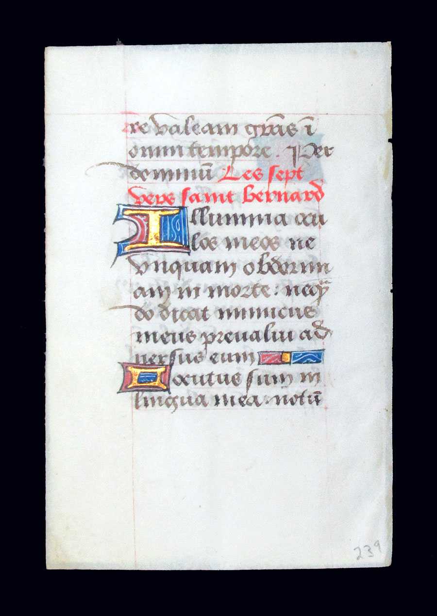 c 1500 Book of Hours Leaf - Suffrages - St Bernard Verses