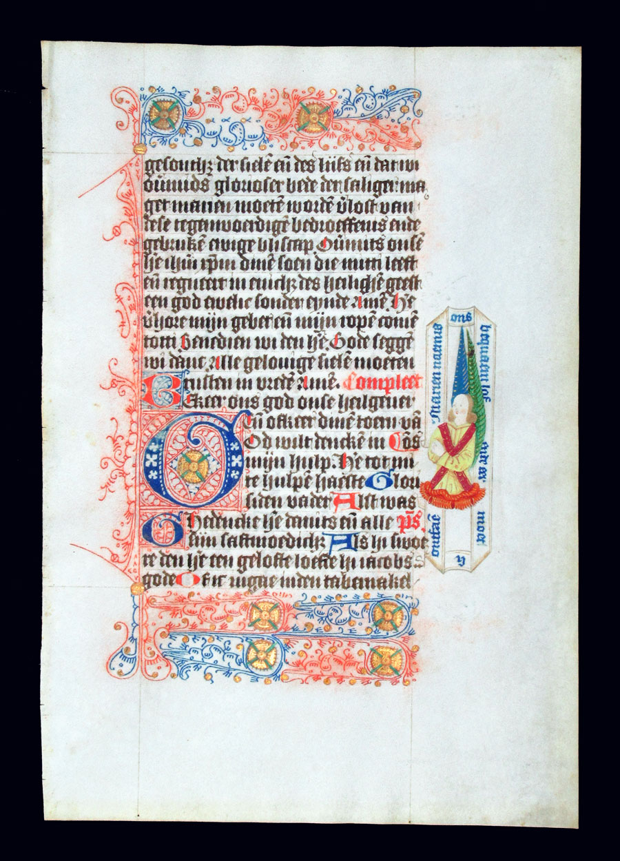 c 1475 Book of Hours Leaf - Delft Beautiful illumination w angel