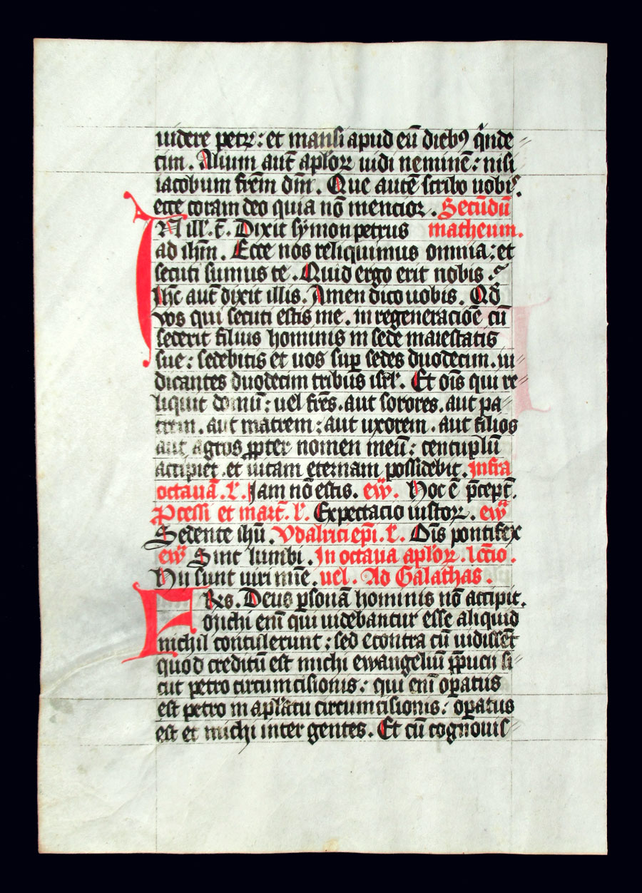 c 1430 Lectionary Leaf - Germany - Galatians & Matthew