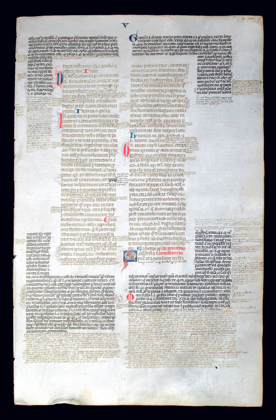 c 1350 Illuminated Legal Manuscript - Decrees Pope Gregory IX