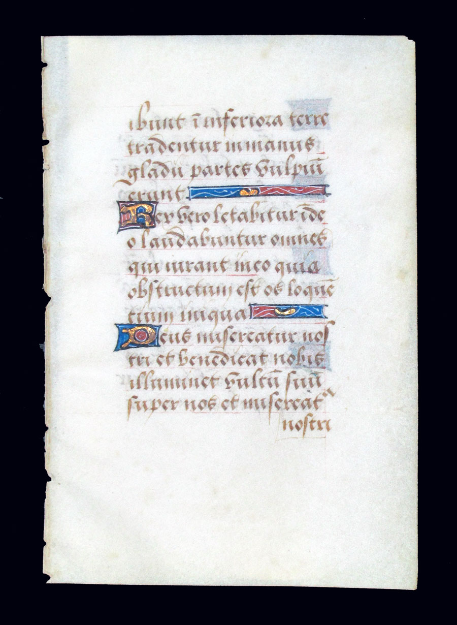 c 1500 Book of Hours Leaf - May God have mercy on us & bless us