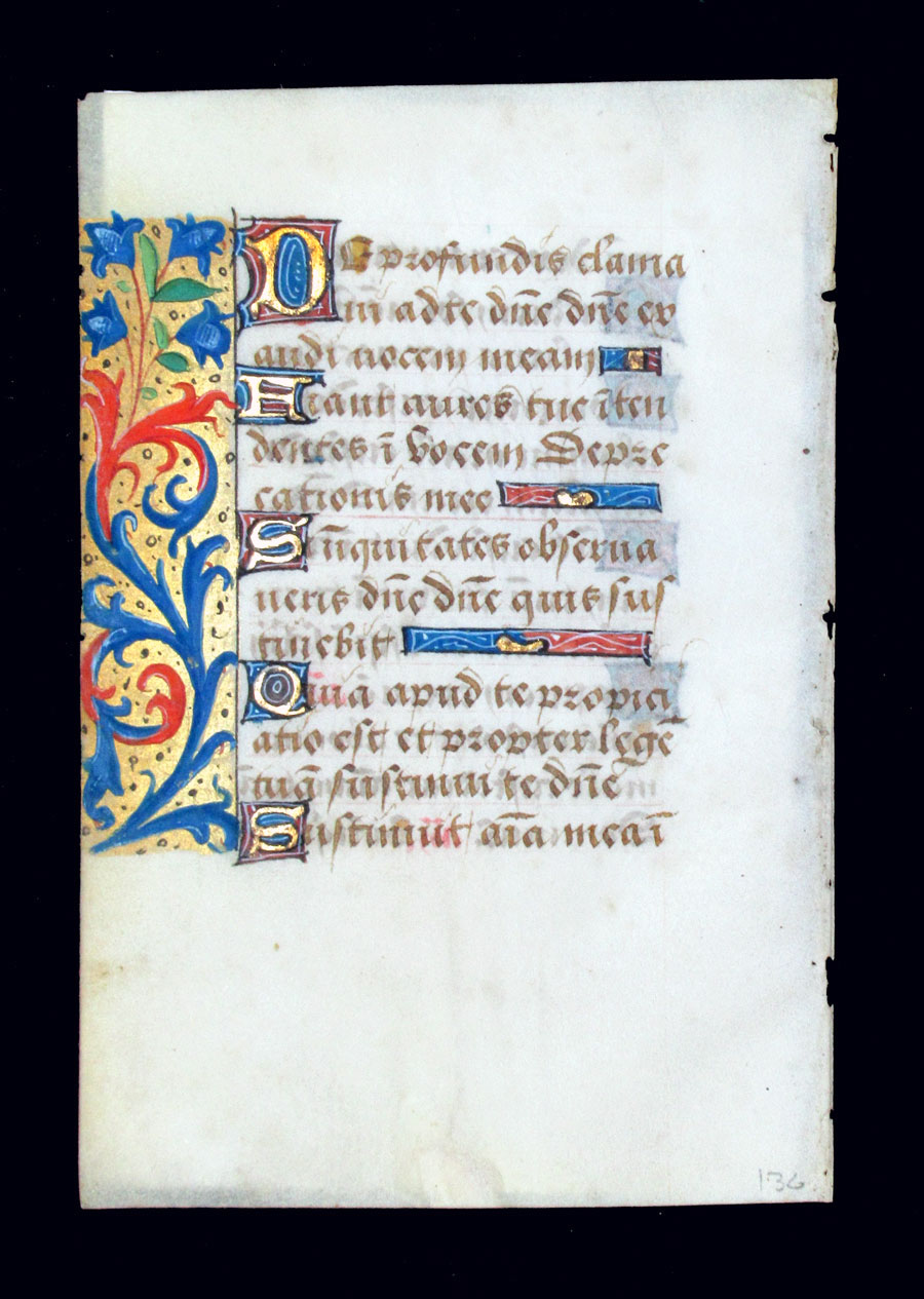 c 1500 Book of Hours Leaf - Elaborate Border - Psalms