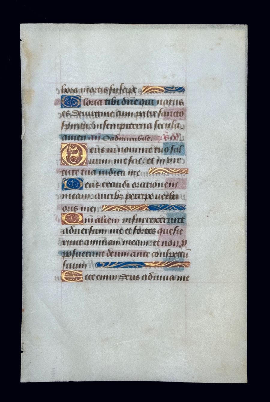 c 1470 Book of Hours Leaf - illuminated initials - Psalms