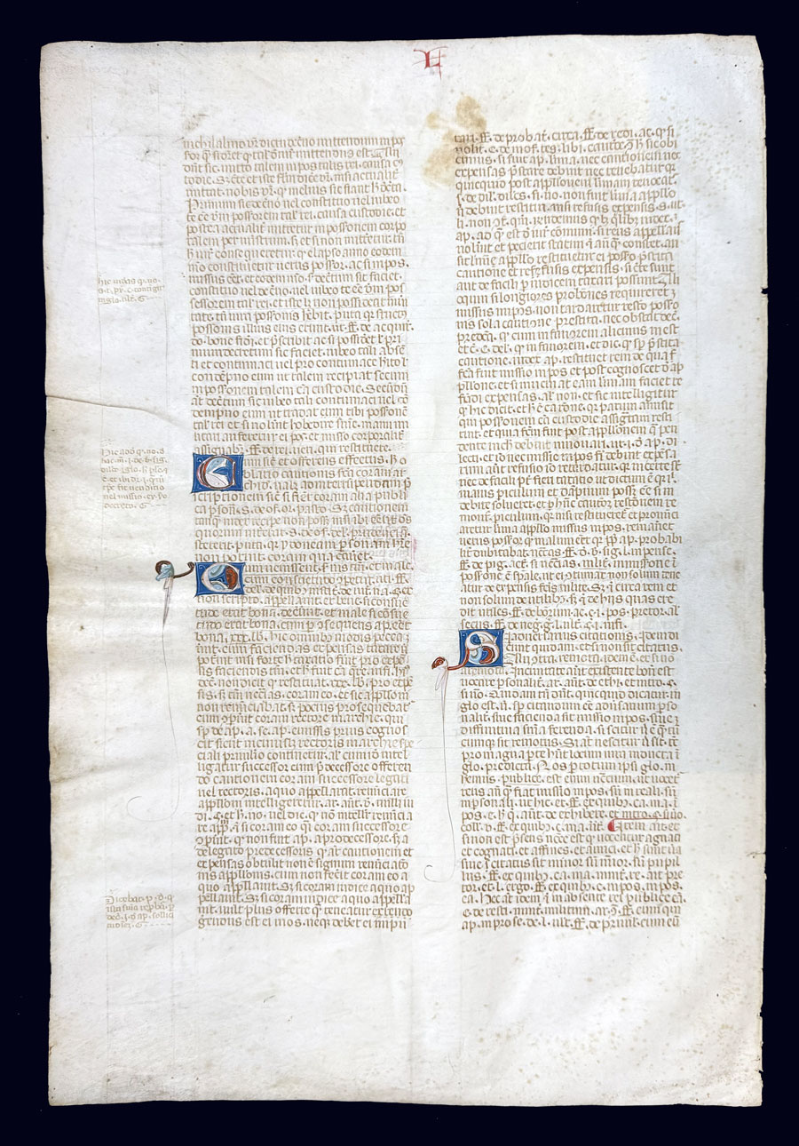 c 1320-50 Illuminated Legal Manuscript - Decrees Pope Gregory IX