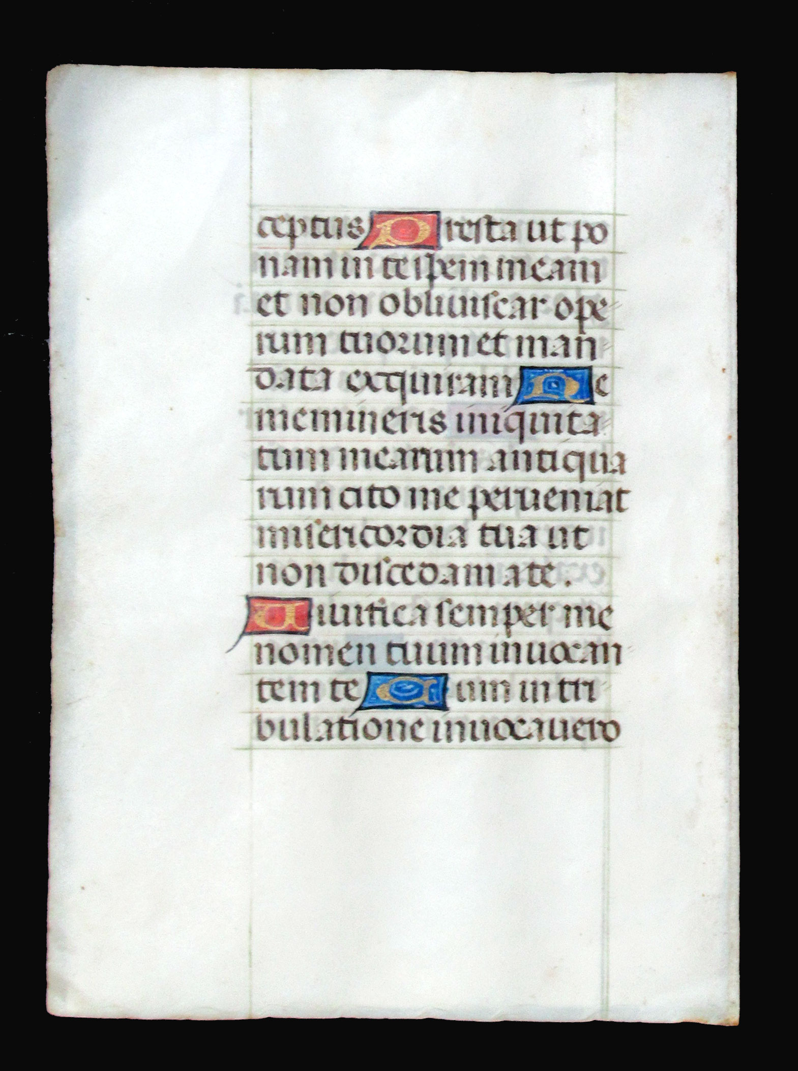c 1475 Book of Hours Leaf - Flanders - illuminated initials