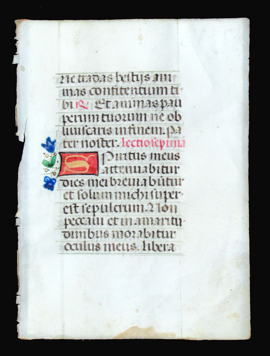 c 1475 Book of Hours Leaf - The patience of Job