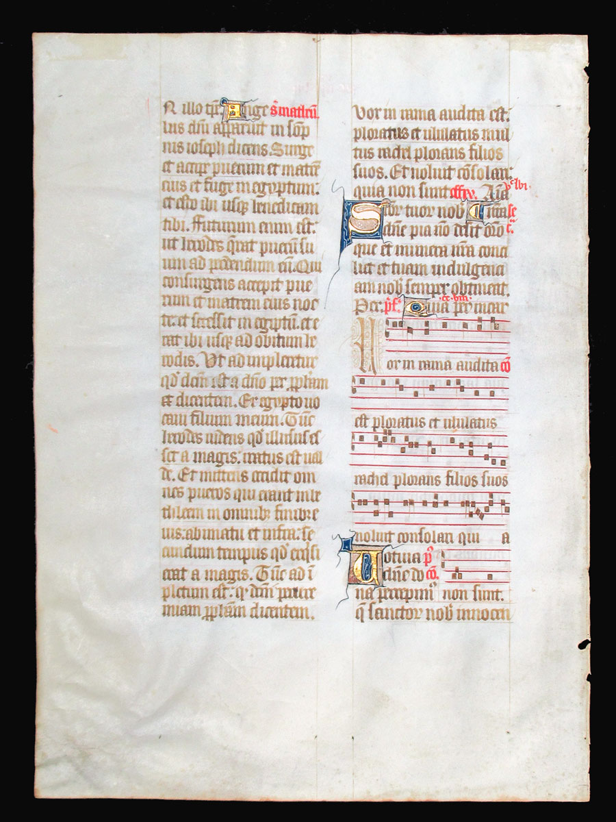 c 1425-50 Missal Leaf with music - France