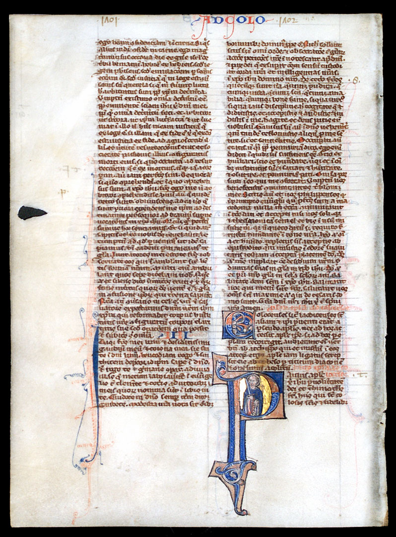c 1240 Bible Leaf - Miniature of St Paul - De Brailes Workshop
