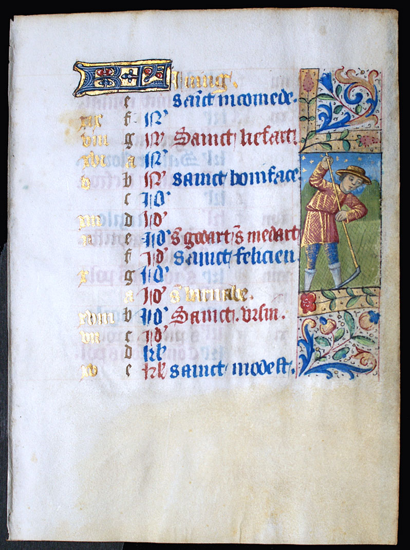 shamale c 1460 Book of Hours Calendar Leaf for June [IM-2942] - $1,995.00 : Antique  Manuscripts, Maps, Prints and Antiquities -