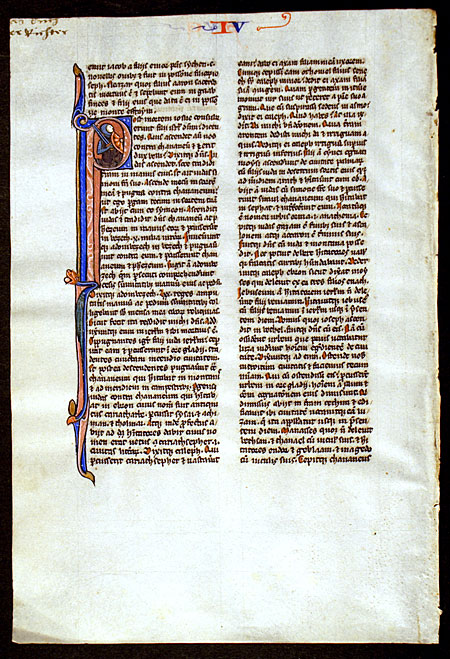 Medieval Bible Leaf - Miniature of Judah in armor - creature