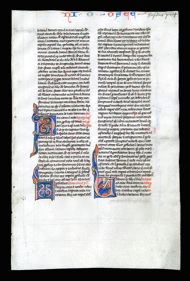 c 1240-50 Medieval Bible Leaf - Daniel in Lion's den