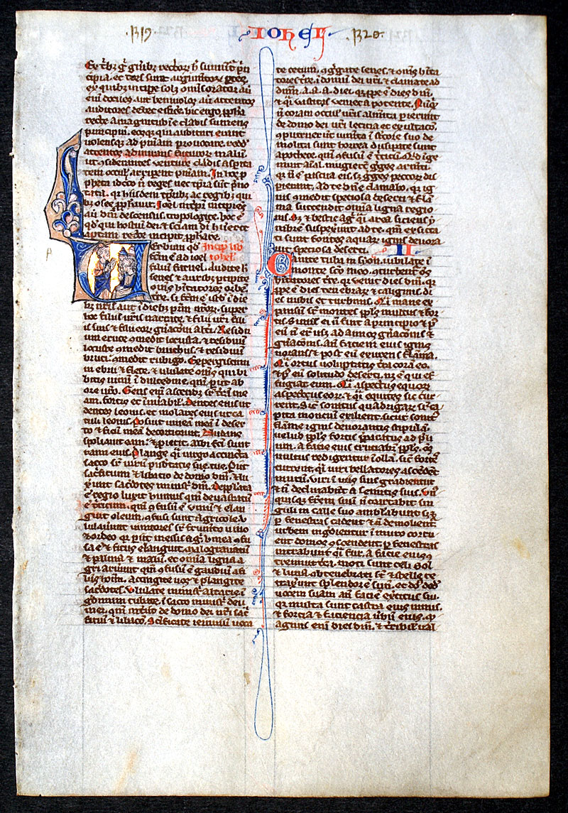 c 1240 Bible Leaf - De Brailes - Miniature of Prophet Joel