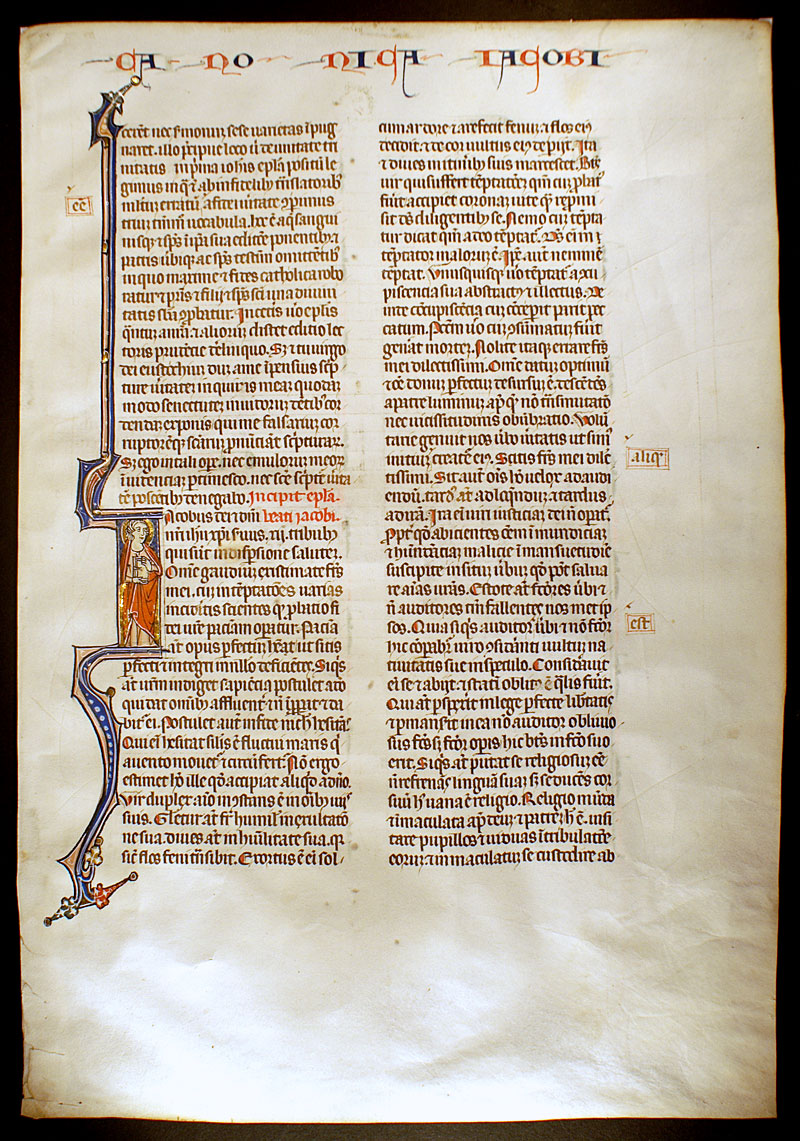 Medieval Bible Leaf - Miniature of St James/Jacob