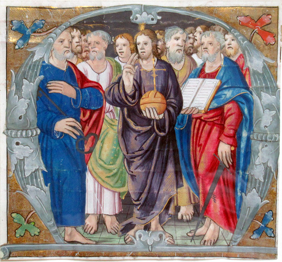 c 1530 Miniature of Christ, St Paul & 11 Apostles