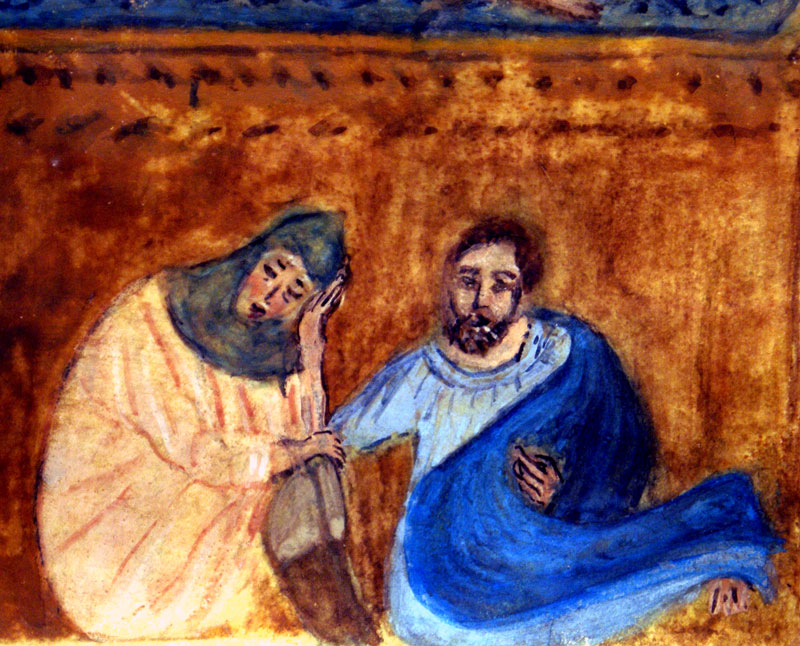 c 1275-1300 Miniature Painting - 3 Marys at tomb