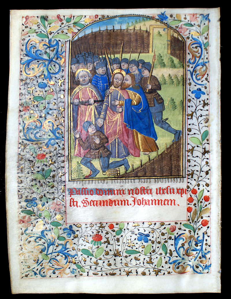 c 1470 Book of Hours Leaf - Garden of Gethsemane
