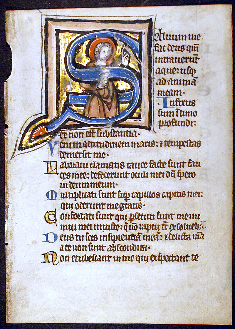 c 1180-1200 Medieval Psalter Leaf - St Stephen