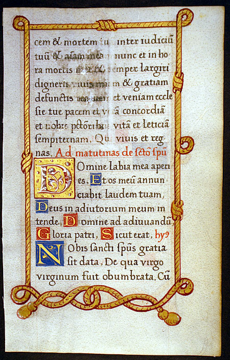 Book of Hours Leaf - 1520's Hours Workshop - Chartres Use