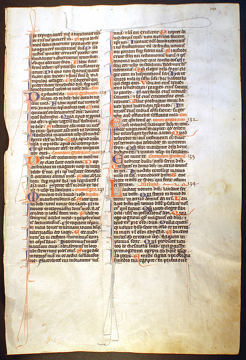 Medieval Bible Leaf - c 1247 - Praise ye the name of the Lord