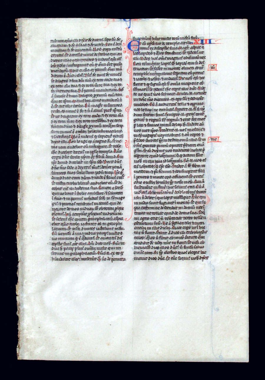 c 1240-50 Bible Leaf with Original Widow's Mite Coin - Mark