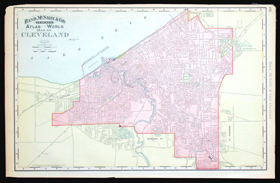 c 1892 Rand, McNally & Co Map of Cleveland