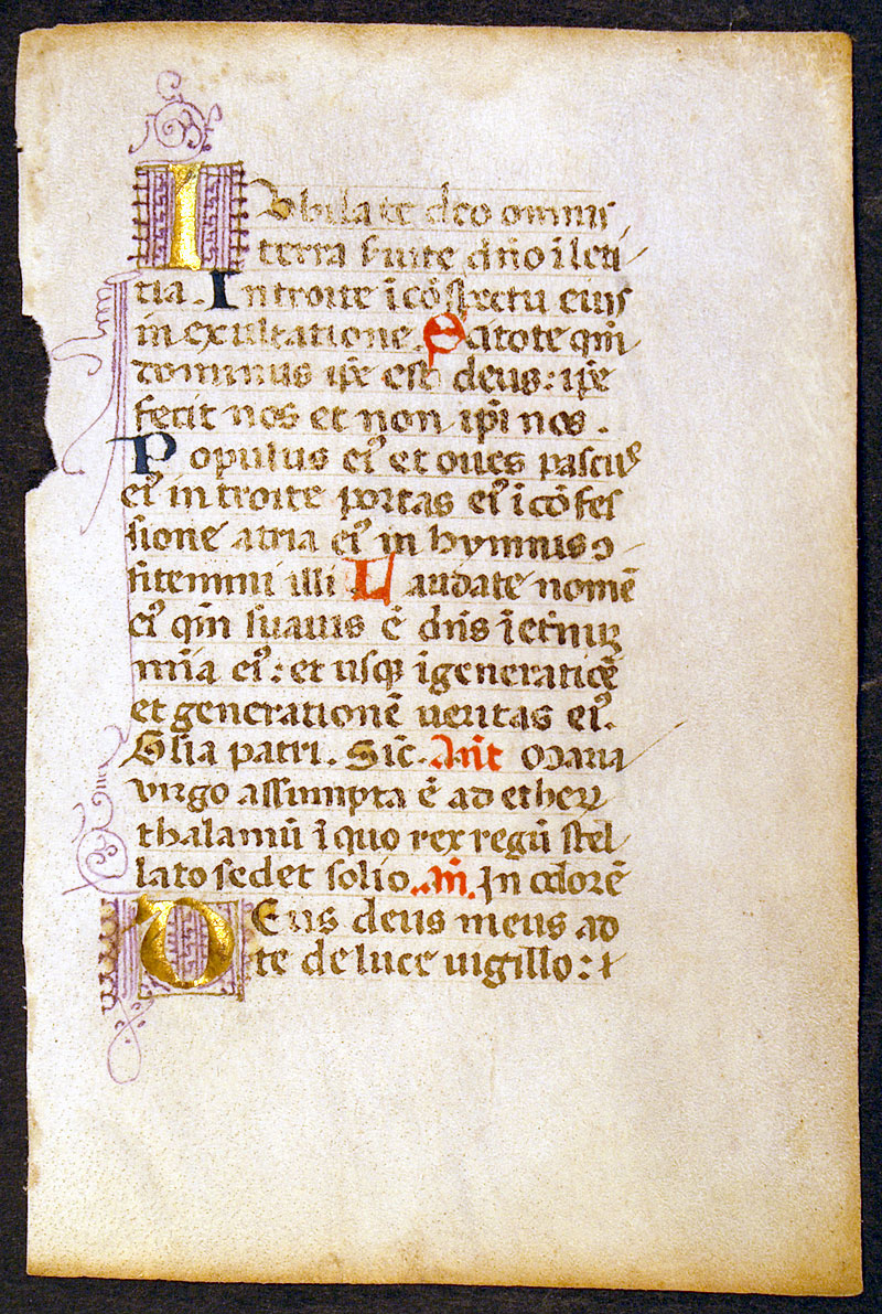 Medieval Book of Hours Leaf c 1475 Italy - Psalms of Praise
