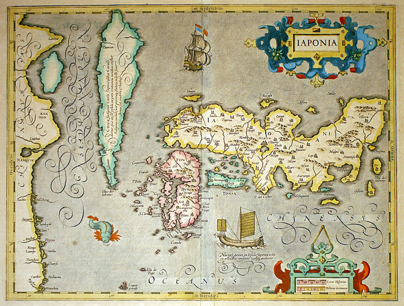 c 1606 ''IAPONIA''  Hondius Japan and Korea