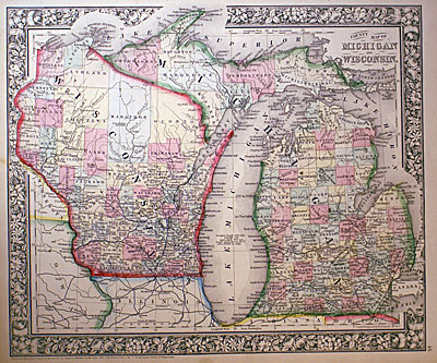 ''...Michigan & Wisconsin'' c 1863 - Mitchell